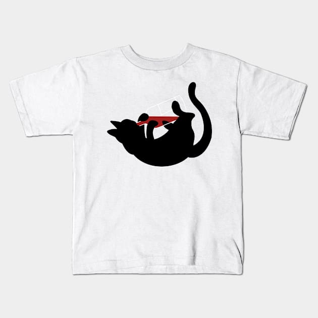 Black Cat & Red Wine - Drinking Kitty Kids T-Shirt by GiuliaM